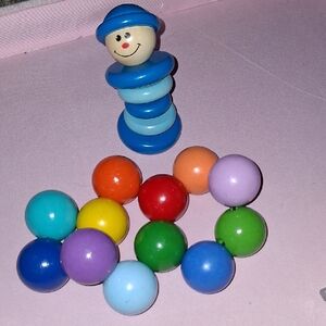 Hape Happy Baby Mr. Magic Rattle And Manhattan Toy Classic Baby Beads Montessori